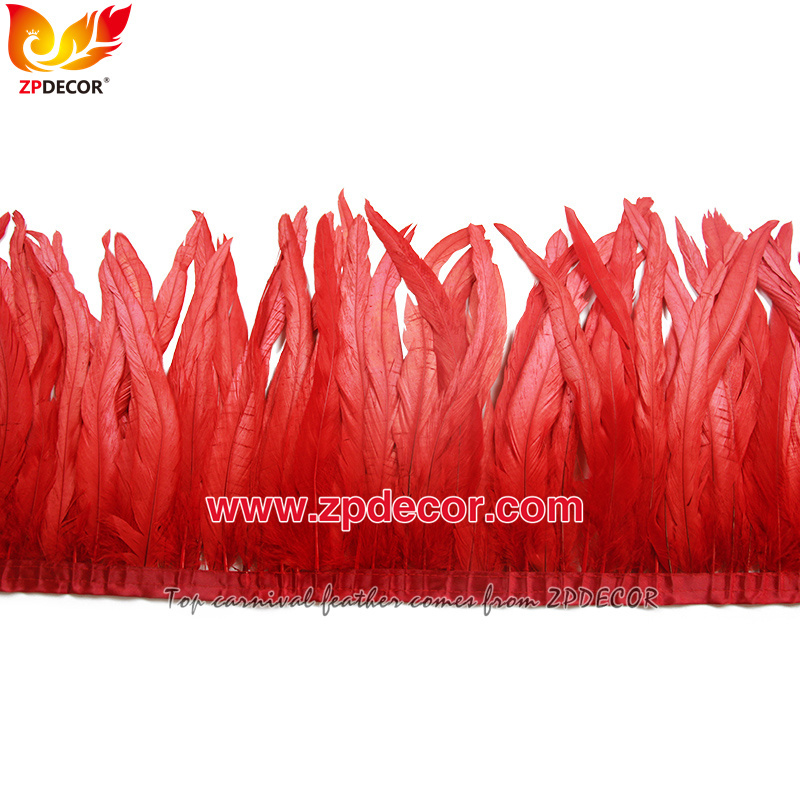 Zpdecor Feathers Factory Wholesale 30-35cm 16 Colors Stock Rooster Coque Tail Feathers Trim for Carnival Costumes Design