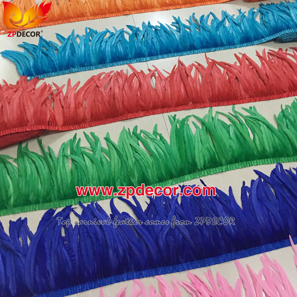 Zpdecor Feathers Factory Wholesale 30-35cm 16 Colors Stock Rooster Coque Tail Feathers Trim for Carnival Costumes Design
