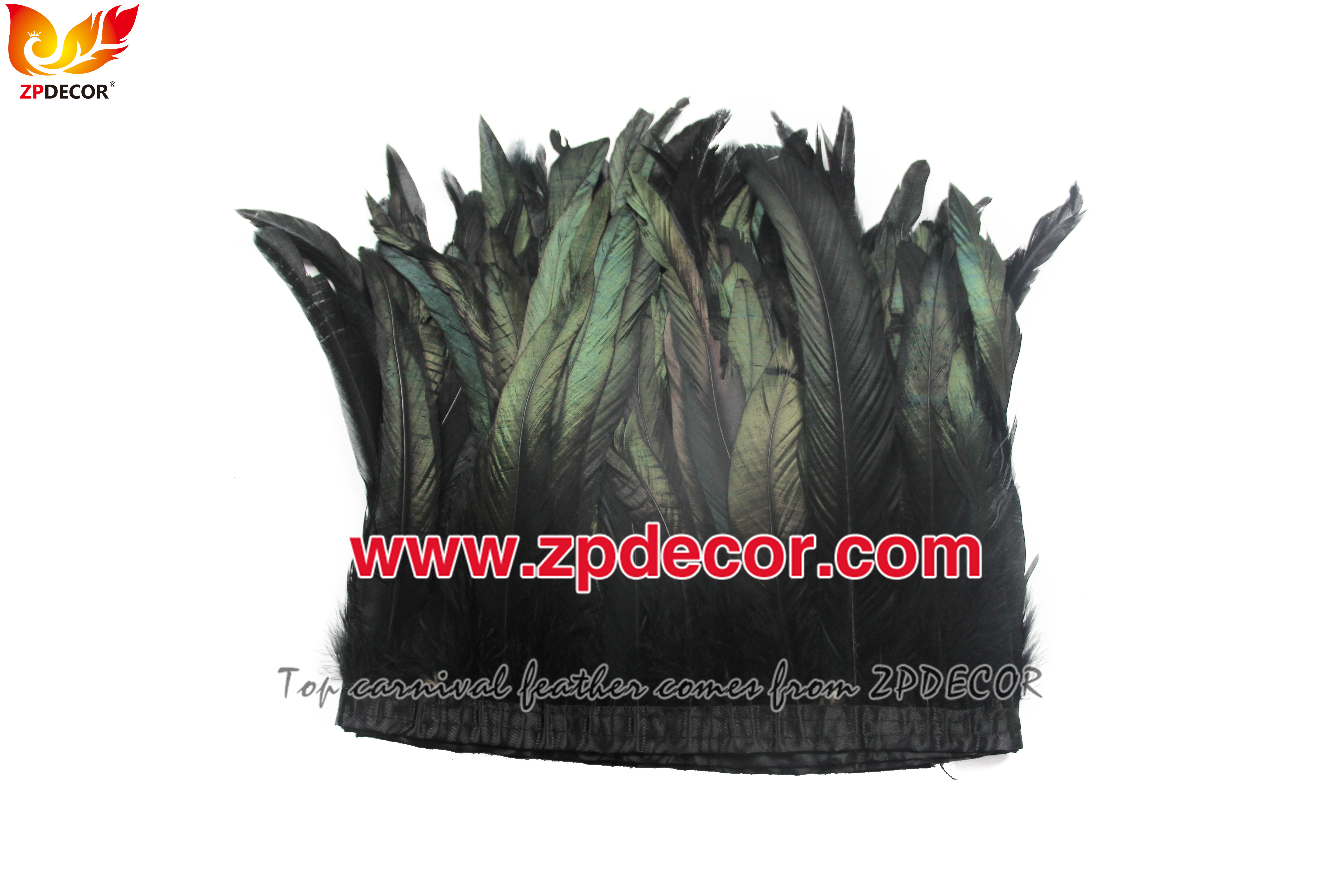 Zpdecor Feathers Factory Wholesale 25-30 cm Dyed Black Rooster Coque Tail Feathers Trim for Miami Carnival Costumes