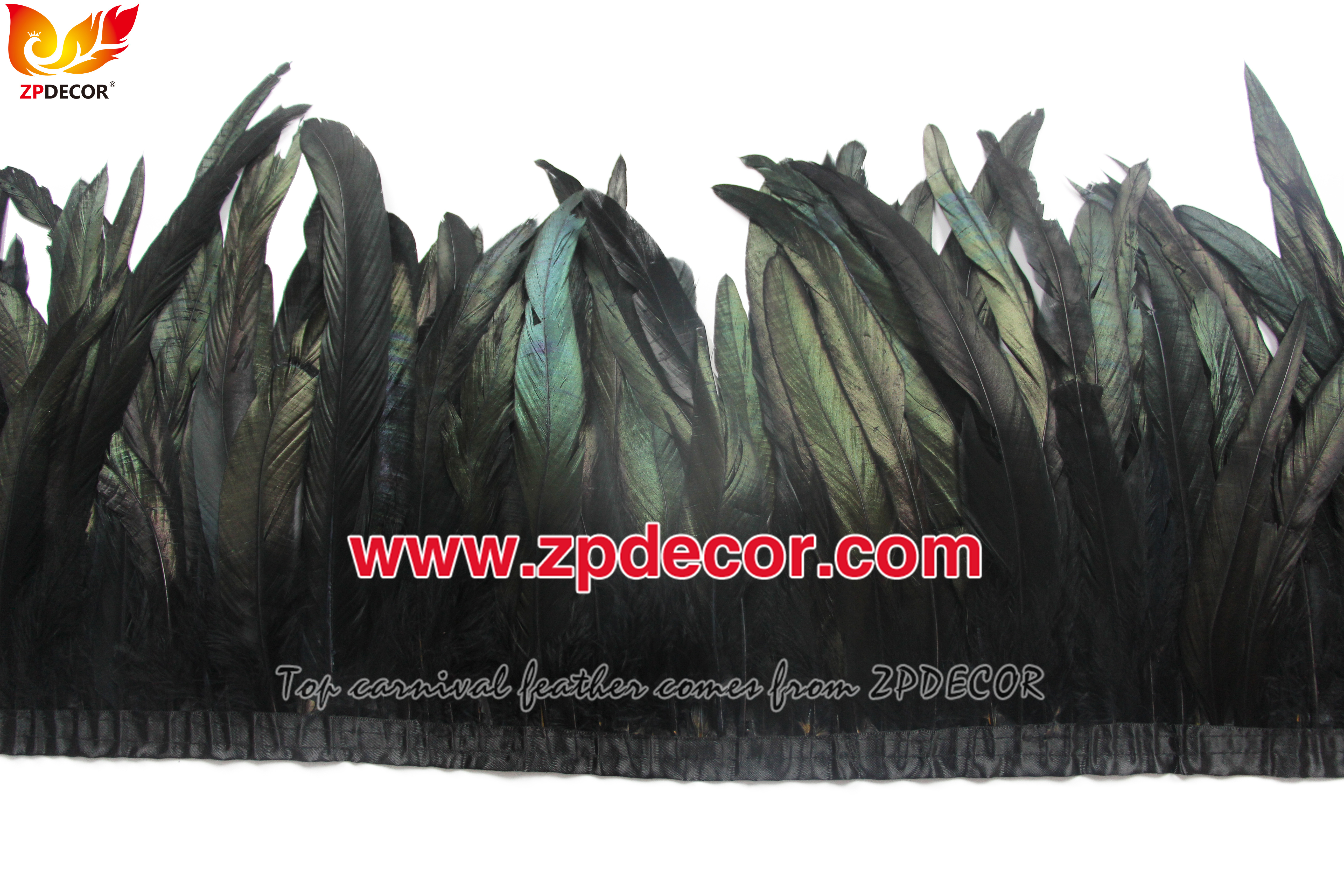 Zpdecor Feathers Factory Wholesale 25-30 cm Dyed Black Rooster Coque Tail Feathers Trim for Miami Carnival Costumes