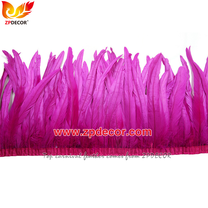 Zpdecor Feathers Factory Wholesale 30-35cm 16 Colors Stock Rooster Coque Tail Feathers Trim for Carnival Costumes Design