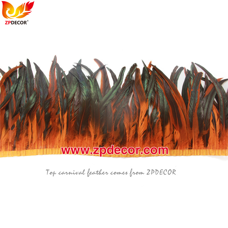 Zpdecor Feathers Factory Wholesale 25-30 cm 16 Colors Stock Bleached Dyed Rooster Coque Tail Feathers Trim for Carnival Costumes Design