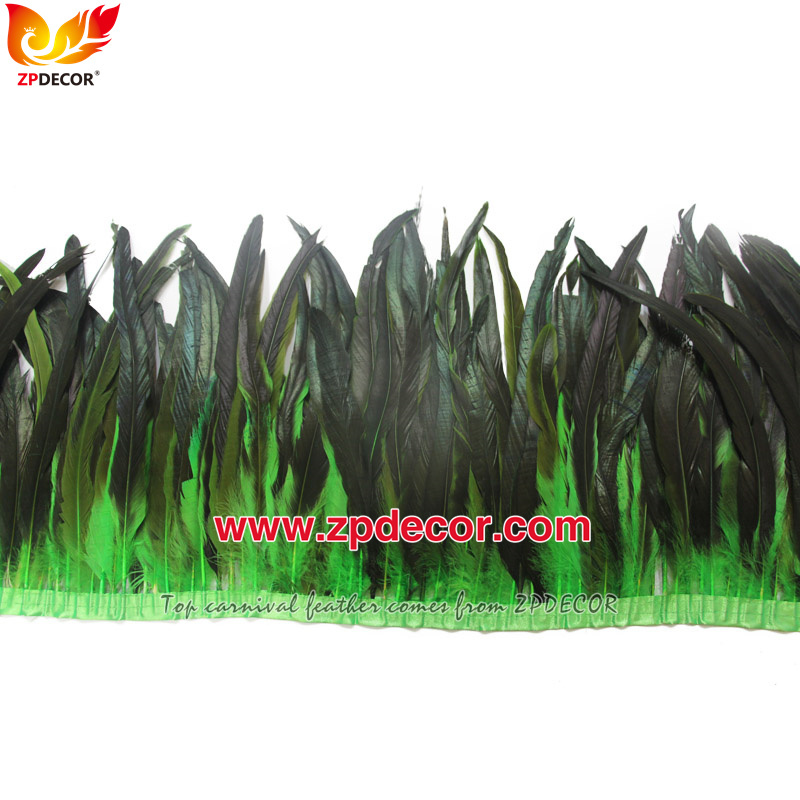 Zpdecor Feathers Factory Wholesale 25-30 cm 16 Colors Stock Bleached Dyed Rooster Coque Tail Feathers Trim for Carnival Costumes Design