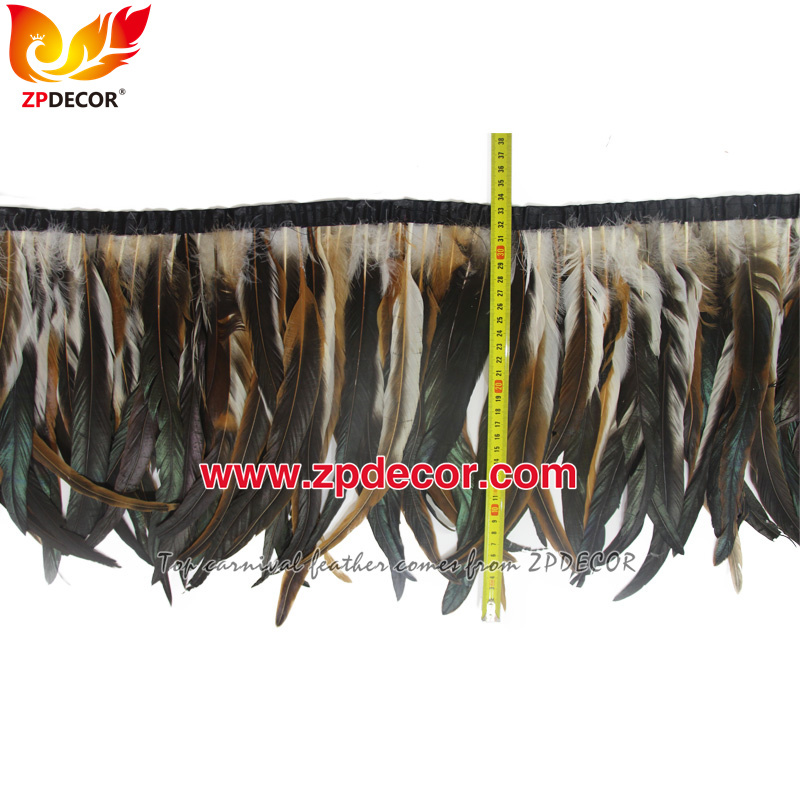 Zpdecor Feathers Factory Wholesale 30-35cm Natural Rooster Coque Tail Feathers Trim for Bahams Jankanoo Carnival