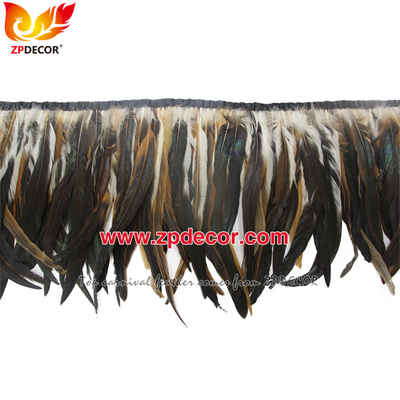 Zpdecor Feathers Factory Wholesale 30-35cm Natural Rooster Coque Tail Feathers Trim for Bahams Jankanoo Carnival