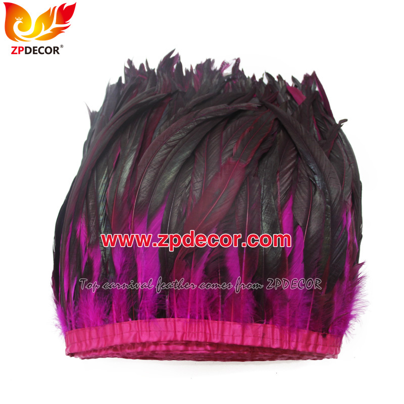 Zpdecor Feathers Factory Wholesale 30-35cm Dyed Hot Pink Rooster Coque Tail Feathers Trim for Bahams Jankanoo Carnival and  Miami Carnival