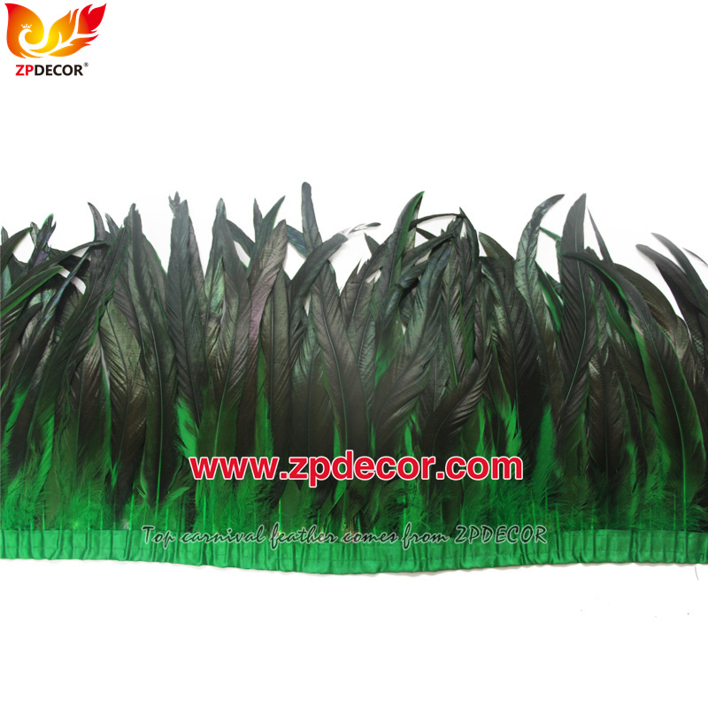Zpdecor Feathers Factory Wholesale 25-30 cm 16 Colors Stock Bleached Dyed Rooster Coque Tail Feathers Trim for Carnival Costumes Design