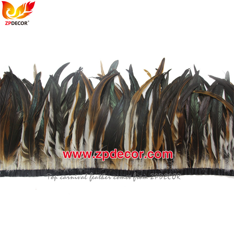 Zpdecor Feathers Factory Wholesale 25-30 cm 16 Colors Stock Bleached Dyed Rooster Coque Tail Feathers Trim for Carnival Costumes Design