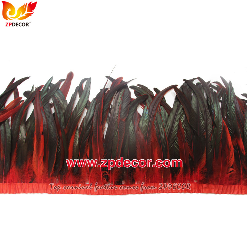 Zpdecor Feathers Factory Wholesale 25-30 cm 16 Colors Stock Bleached Dyed Rooster Coque Tail Feathers Trim for Carnival Costumes Design