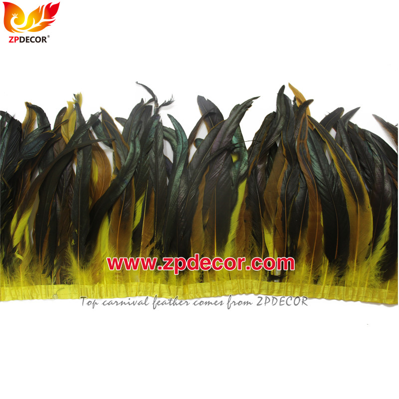 Zpdecor Feathers Factory Wholesale 25-30 cm 16 Colors Stock Bleached Dyed Rooster Coque Tail Feathers Trim for Carnival Costumes Design