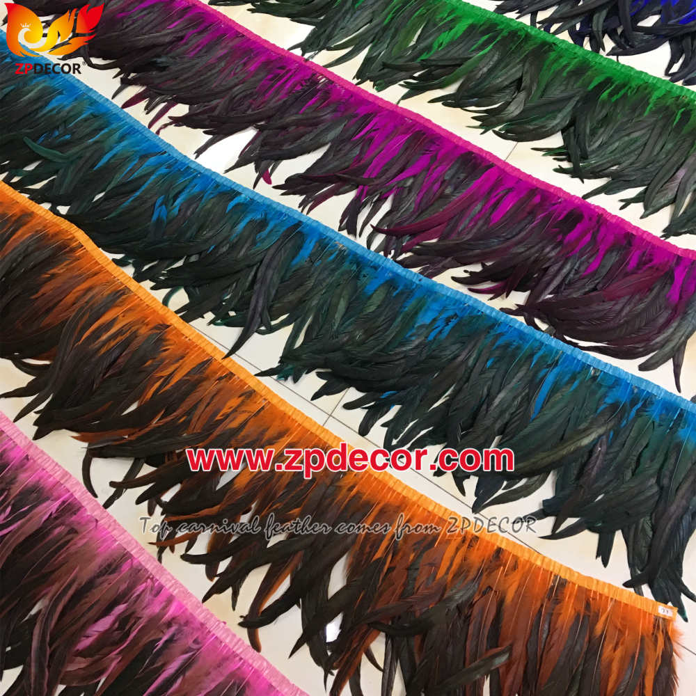 Zpdecor Feathers Factory Wholesale 30-35cm Dyed Rooster Coque Tail Feathers Trim for Bahams Jankanoo Carnival