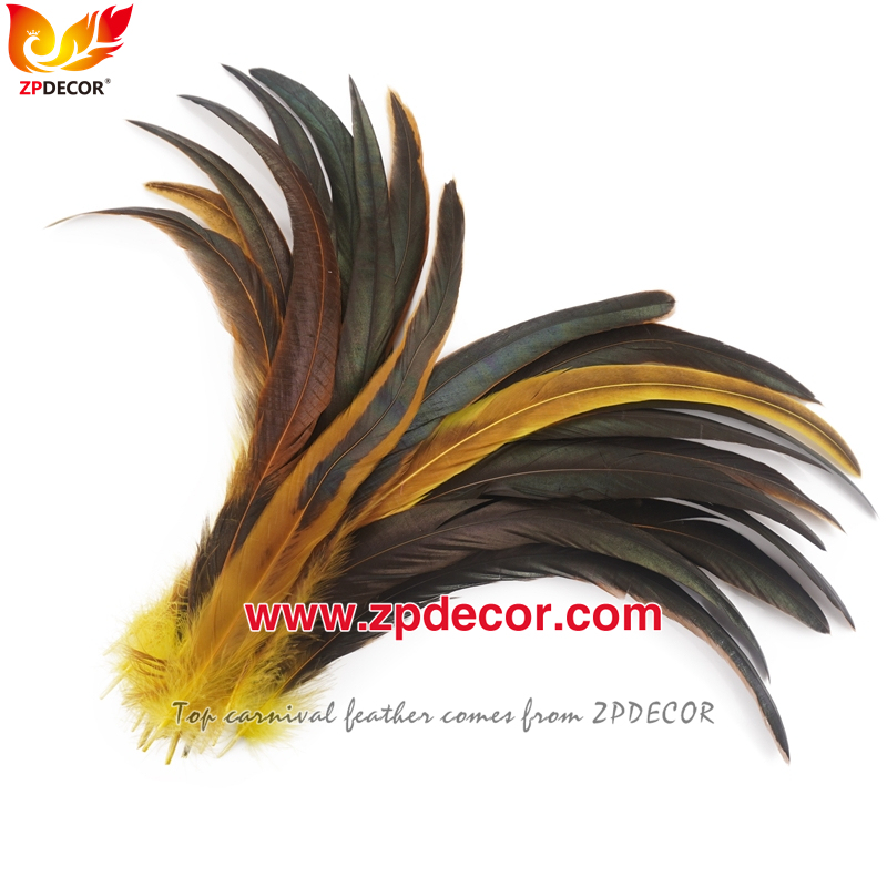 Zpdecor Feathers Factory Wholesale 40-45 cm Directly Dyed Mix Colors Rooster Coque Tail Feathers for Bahams Jankanoo Carnival Costumes