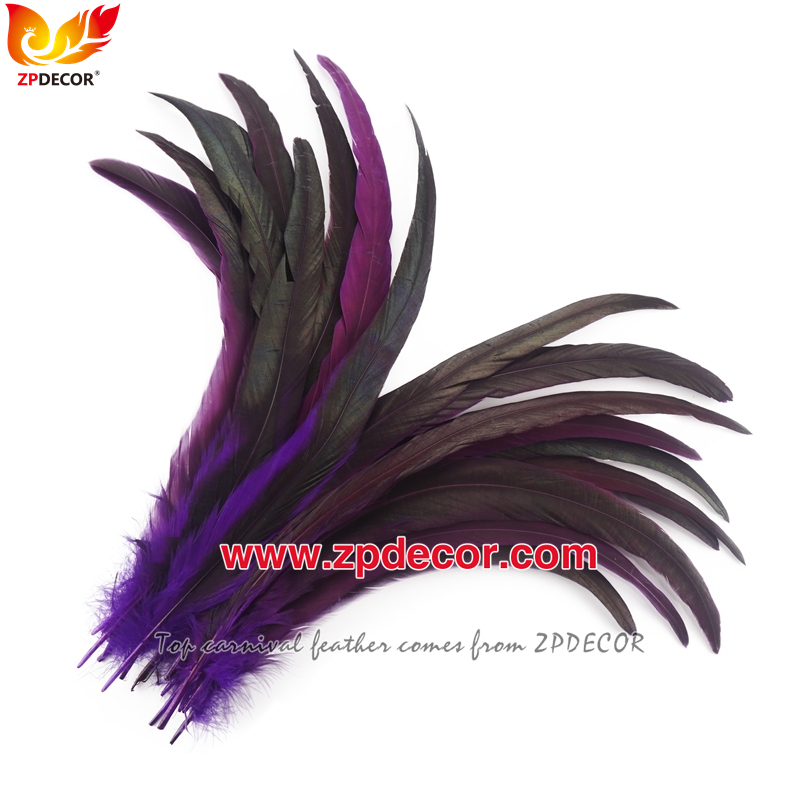 Zpdecor Feathers Factory Wholesale 40-45 cm Directly Dyed Mix Colors Rooster Coque Tail Feathers for Bahams Jankanoo Carnival Costumes