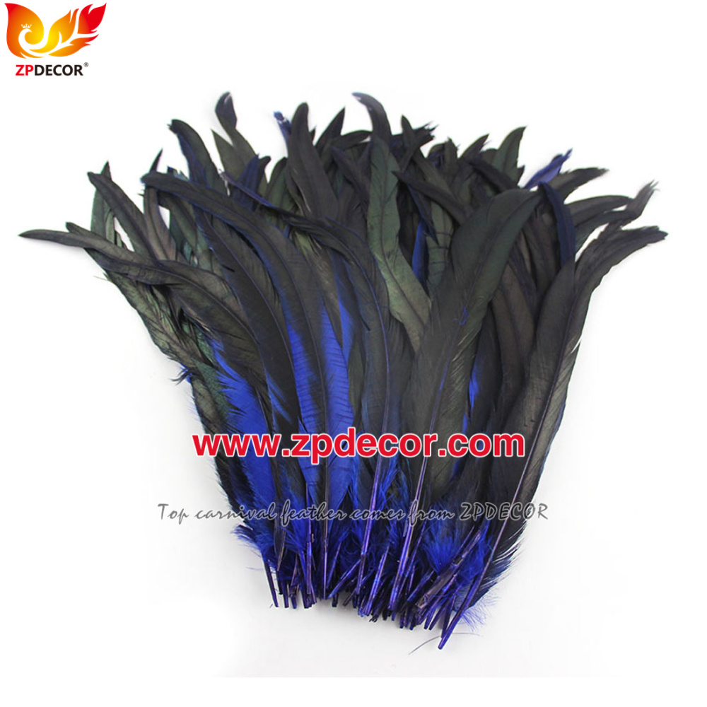 Zpdecor Feathers Factory Wholesale 30-35cm Directly Dyed Mix Colors Rooster Coque Tail Feathers for Bahams Jankanoo Carnival