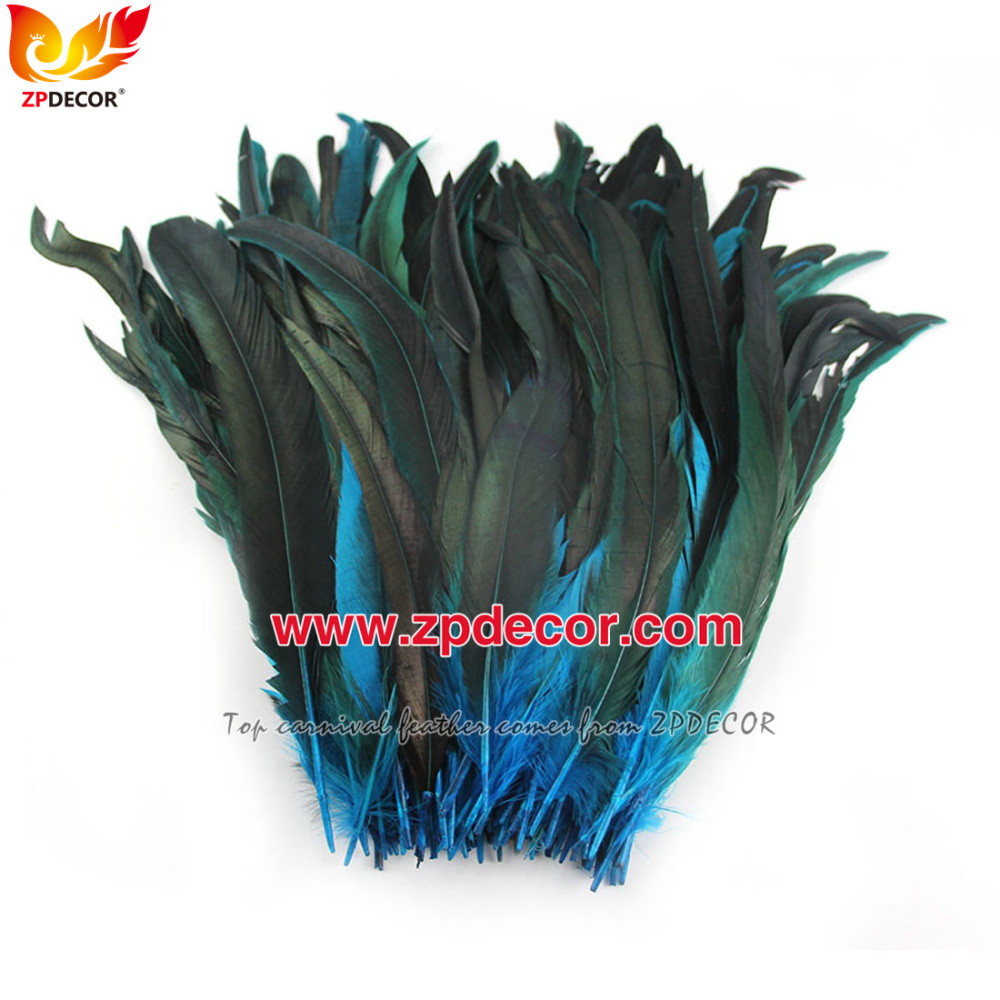 Zpdecor Feathers Factory Wholesale 30-35cm Directly Dyed Mix Colors Rooster Coque Tail Feathers for Bahams Jankanoo Carnival