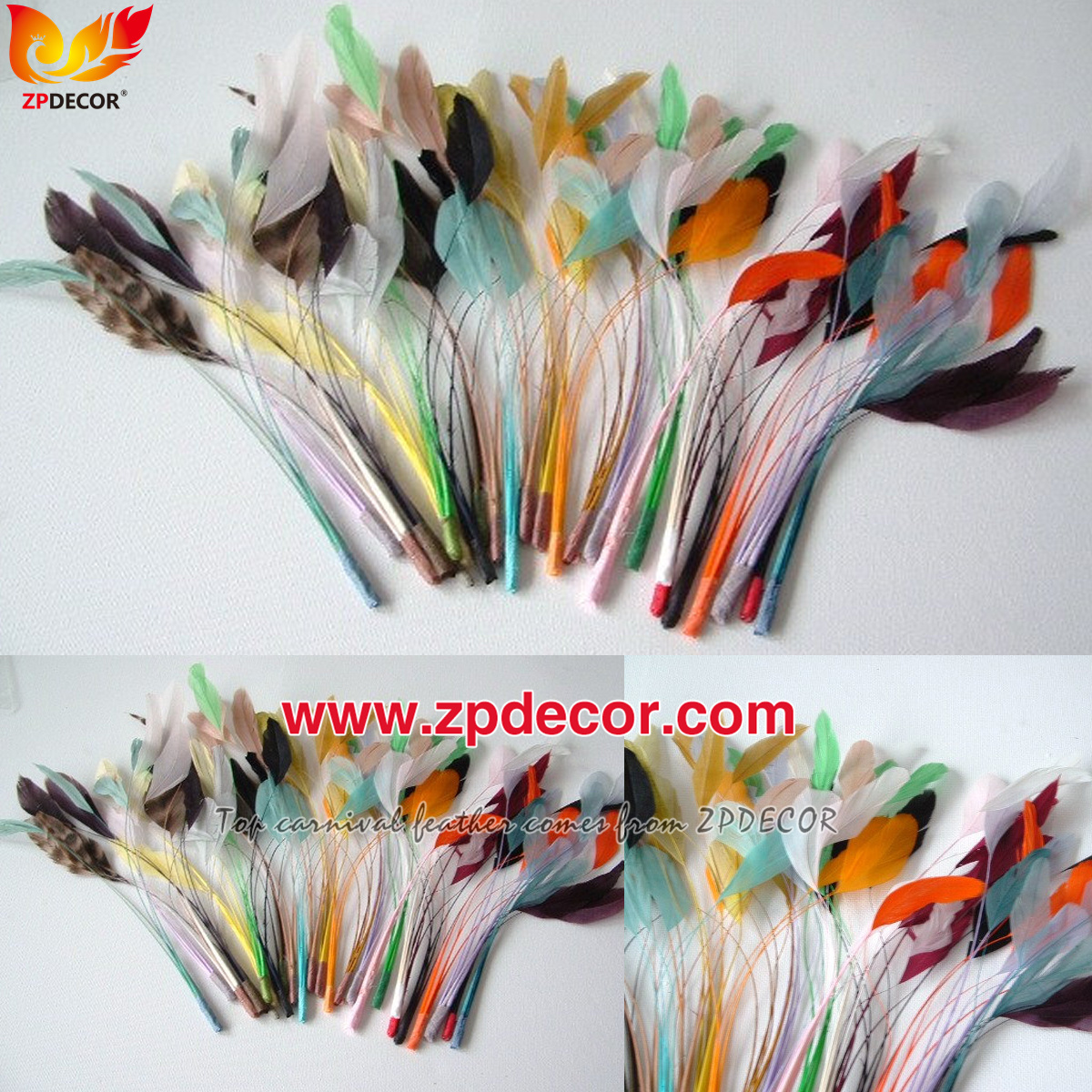 Zpdecor Factory Wholesale Cheap Stripped Coque Tail Feathers for Fashion Costumes Design