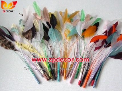 Zpdecor Factory Wholesale Cheap Stripped Coque Tail Feathers for Fashion Costumes Design