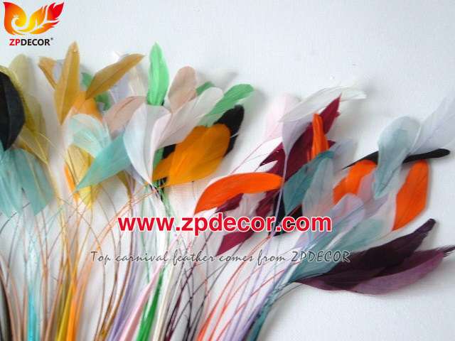 Zpdecor Factory Wholesale Cheap Stripped Coque Tail Feathers for Fashion Costumes Design