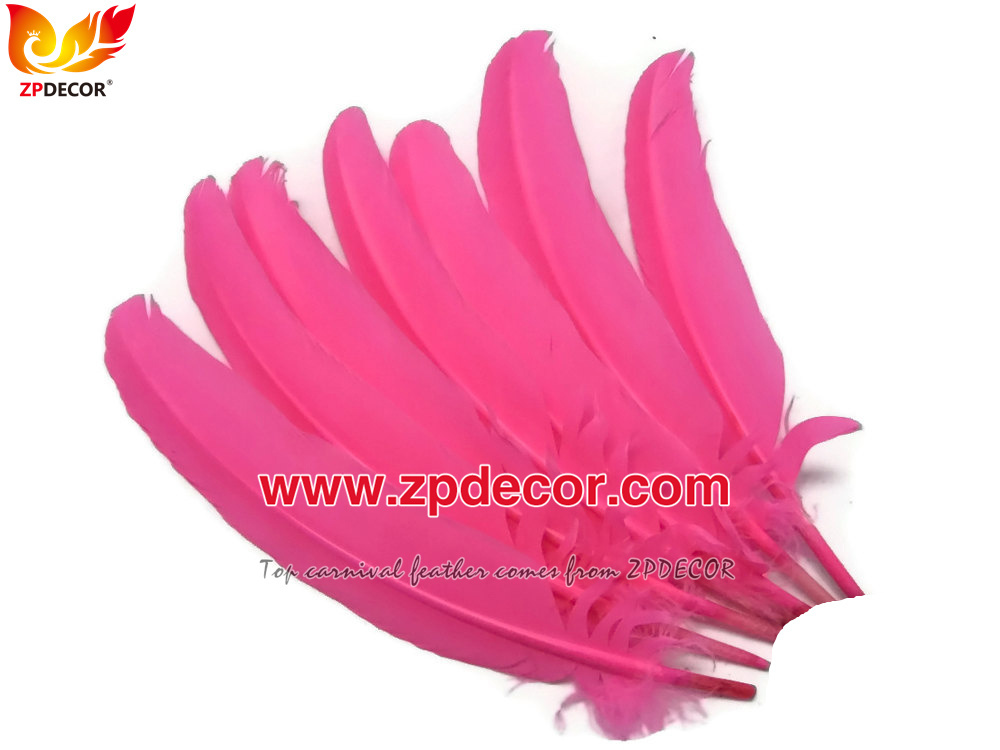 Zpdecor Feathers Factory Wholesale 25-30 cm Stock Hot Pink Turkey Rounds Quill Wing Feathers for Trinidad and Tobago Carnival Costumes