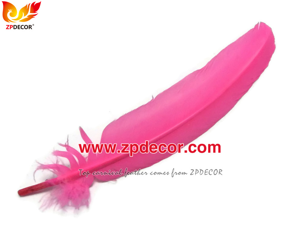 Zpdecor Feathers Factory Wholesale 25-30 cm Stock Hot Pink Turkey Rounds Quill Wing Feathers for Trinidad and Tobago Carnival Costumes