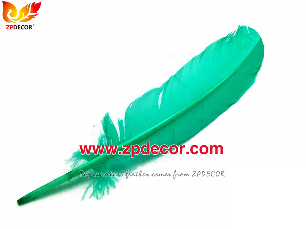 Zpdecor Feathers Factory Wholesale 25-30 cm Stock Aqua Green Turkey Rounds Quill Wing Feathers for Trinidad and Tobago Carnival Costumes