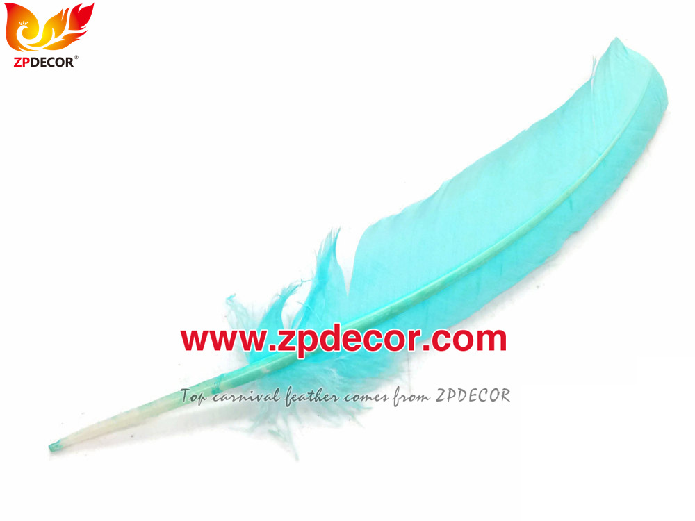 Zpdecor Feathers Factory Wholesale 25-30 cm Stock Light Blue Turkey Rounds Quill Wing Feathers for Trinidad and Tobago Carnival Costumes
