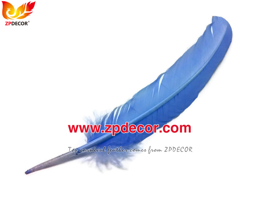 Zpdecor Feathers Factory Wholesale 25-30 cm Stock Sky Blue Turkey Rounds Quill Wing Feathers for Trinidad and Tobago Carnival Costumes