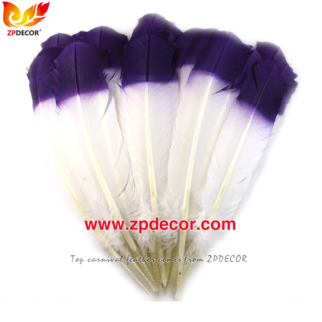Zpdecor Feathers Factory Wholesale 25-30 cm Turkey Rounds Quill Wing Feathers for Trinidad and Tobago Carnival Costumes
