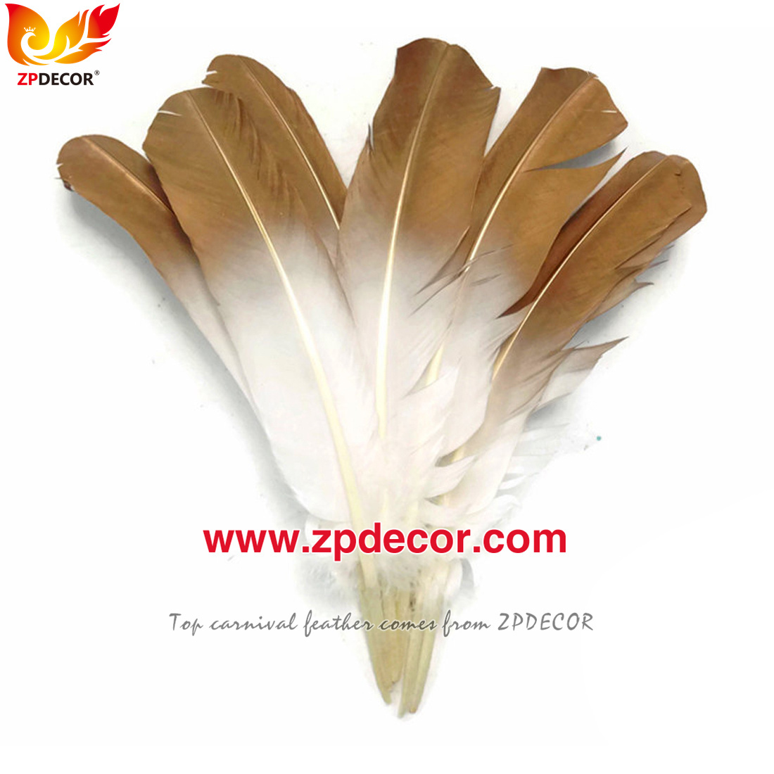 Zpdecor Feathers Factory Wholesale 25-30 cm Turkey Rounds Quill Wing Feathers for Trinidad and Tobago Carnival Costumes