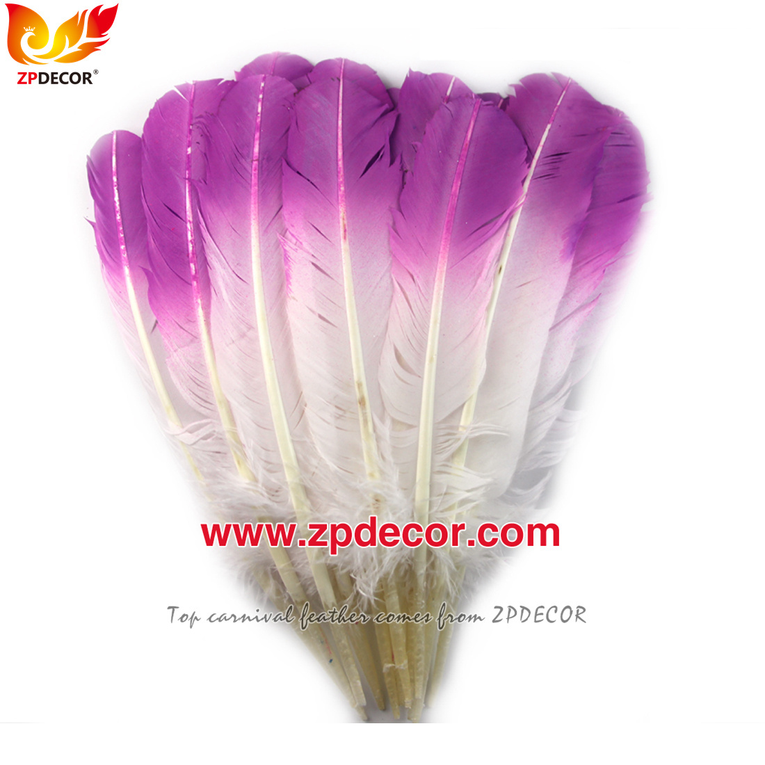 Zpdecor Feathers Factory Wholesale 25-30 cm Turkey Rounds Quill Wing Feathers for Trinidad and Tobago Carnival Costumes