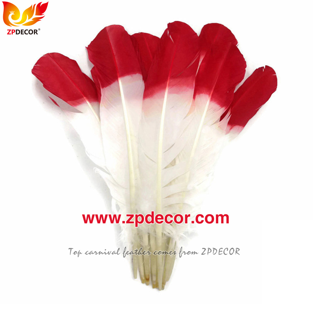 Zpdecor Feathers Factory Wholesale 25-30 cm Turkey Rounds Quill Wing Feathers for Trinidad and Tobago Carnival Costumes