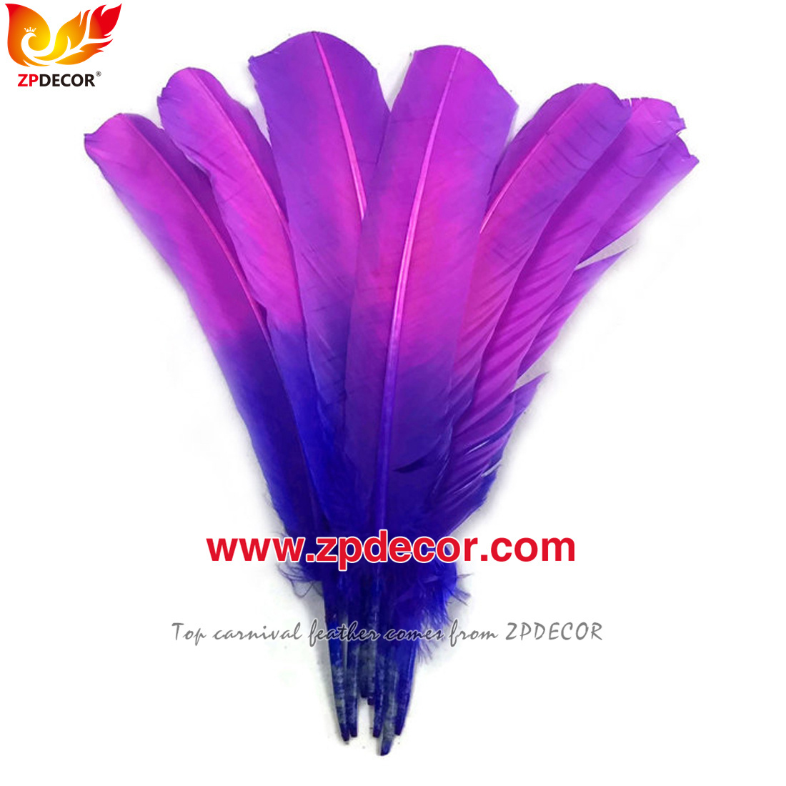 Zpdecor Feathers Factory Wholesale 25-30 cm Turkey Rounds Quill Wing Feathers for Trinidad and Tobago Carnival Costumes