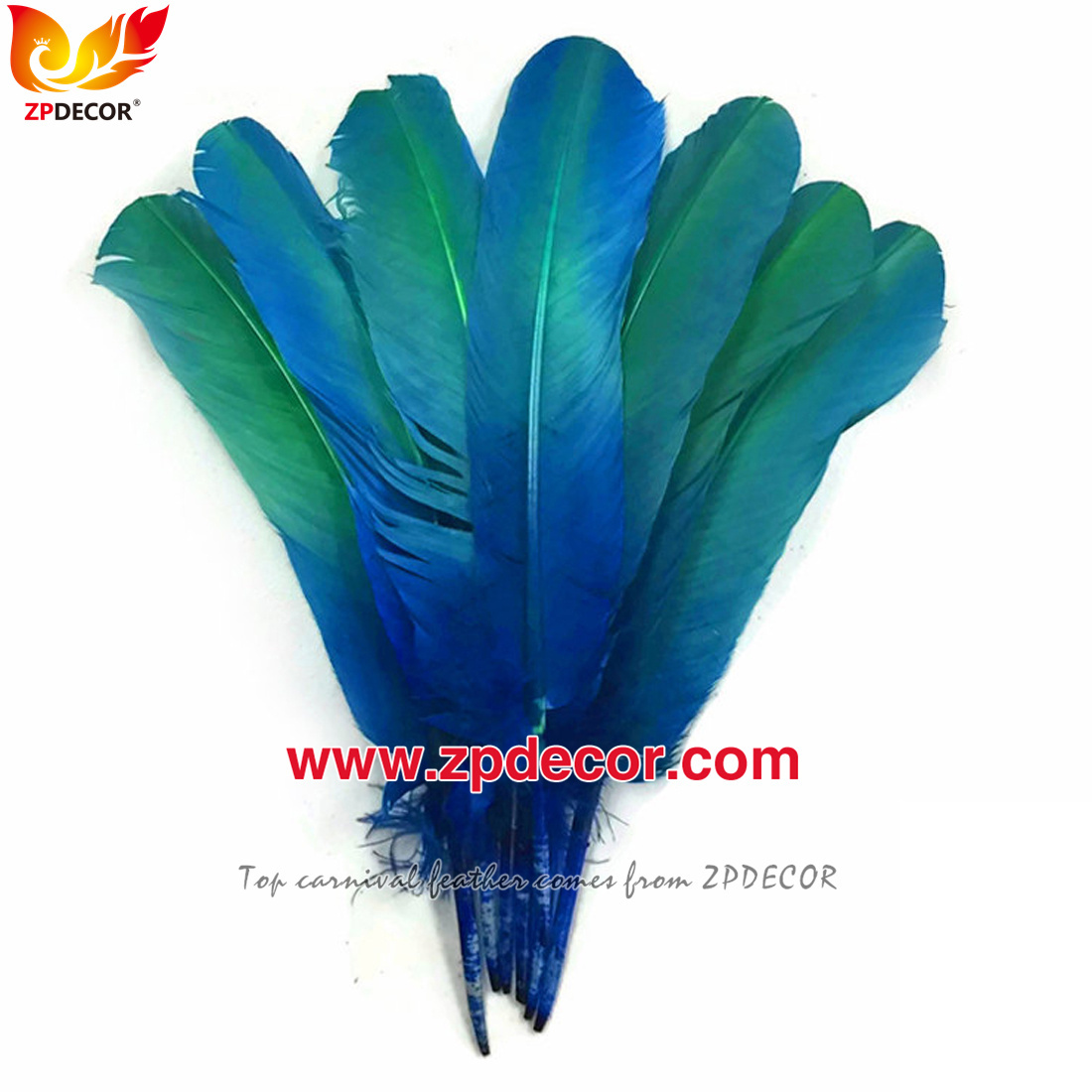 Zpdecor Feathers Factory Wholesale 25-30 cm Turkey Rounds Quill Wing Feathers for Trinidad and Tobago Carnival Costumes