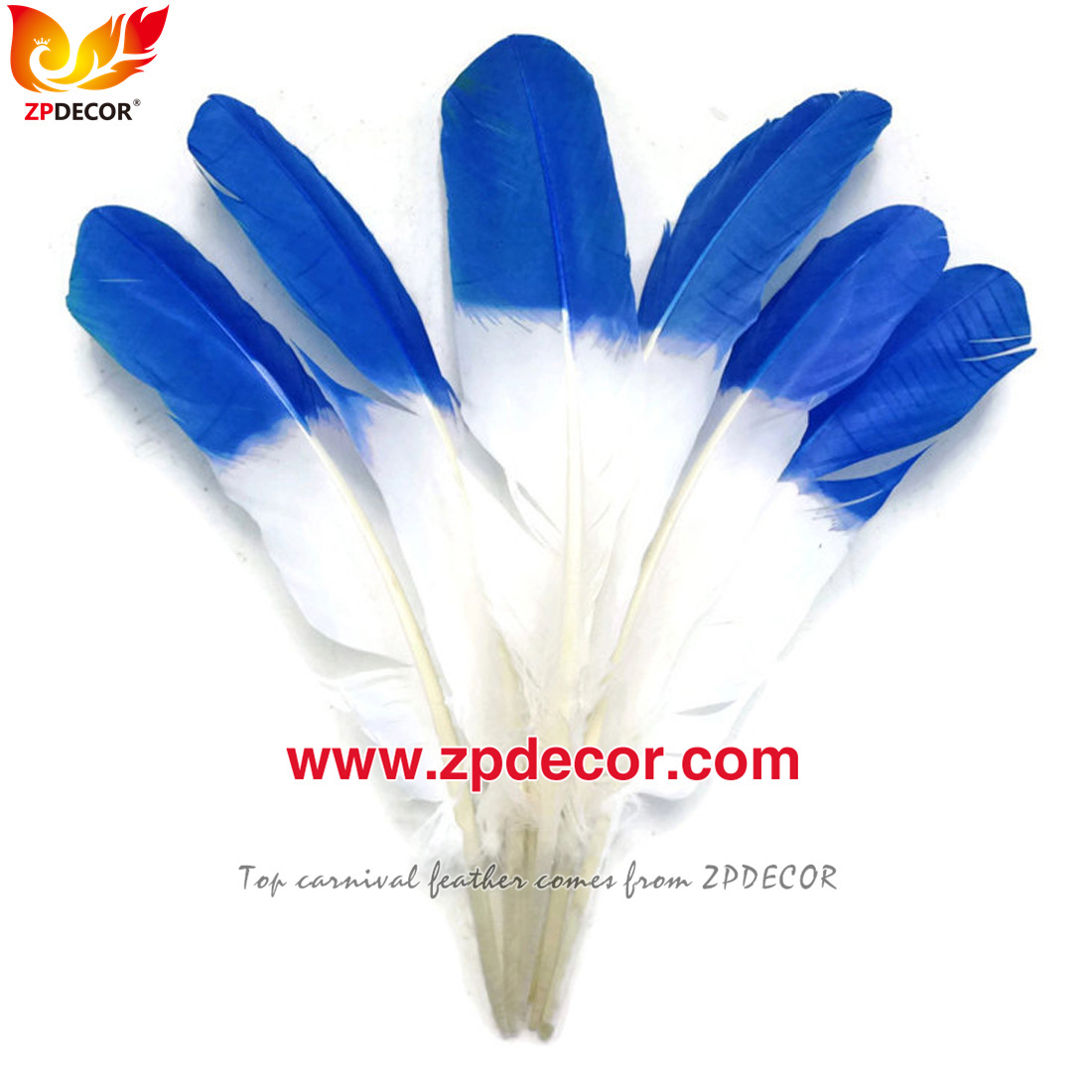 Zpdecor Feathers Factory Wholesale 25-30 cm Turkey Rounds Quill Wing Feathers for Trinidad and Tobago Carnival Costumes