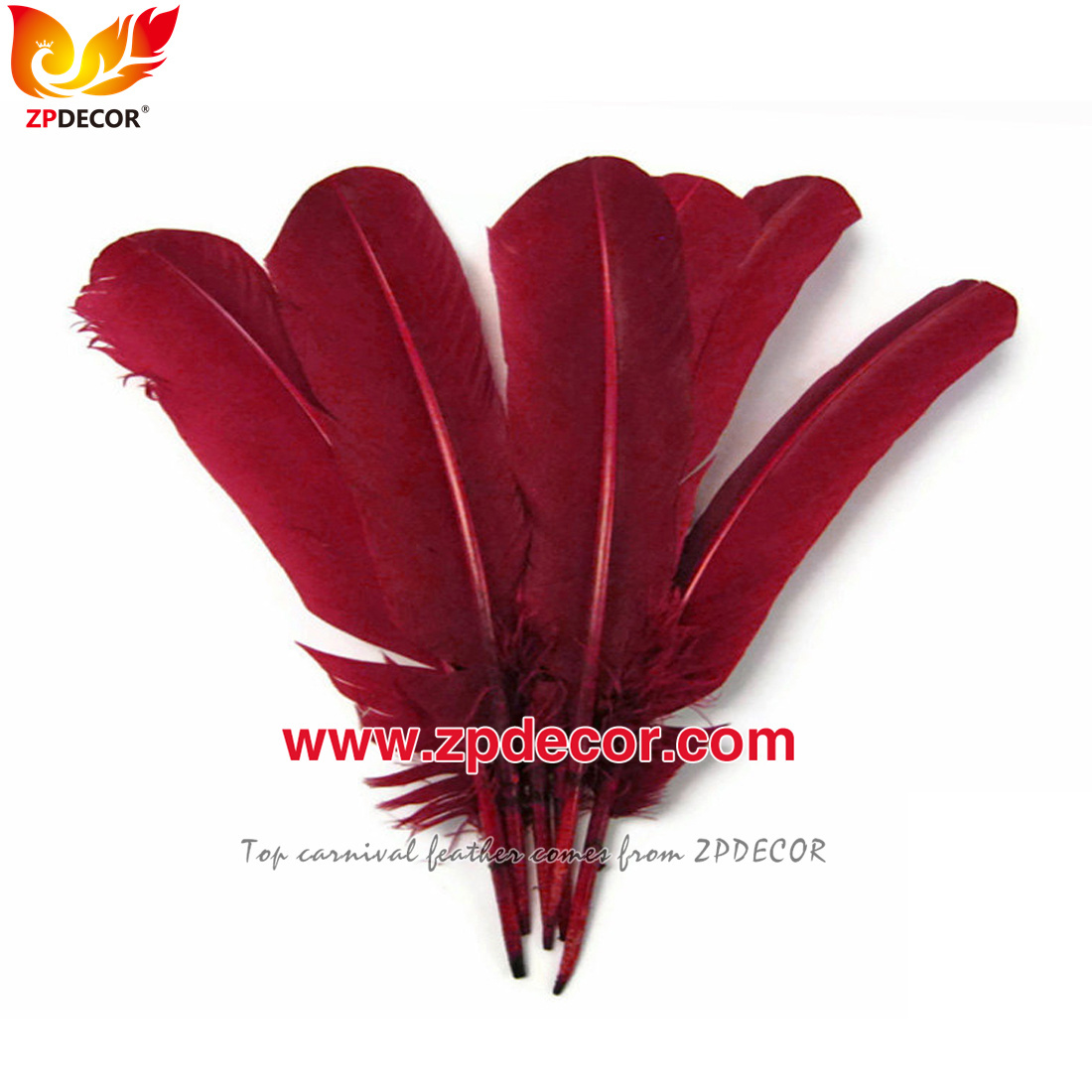 Zpdecor Feathers Factory Wholesale 25-30 cm Mix Colors Stock Turkey Rounds Quill Wing Feathers for Carnival Costumes