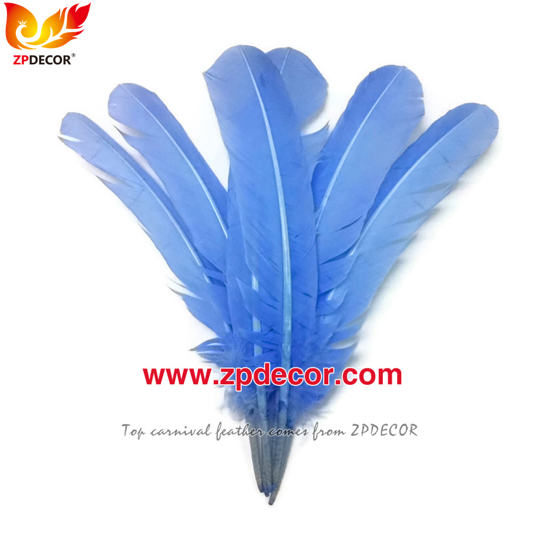 Zpdecor Feathers Factory Wholesale 25-30 cm Mix Colors Stock Turkey Rounds Quill Wing Feathers for Carnival Costumes