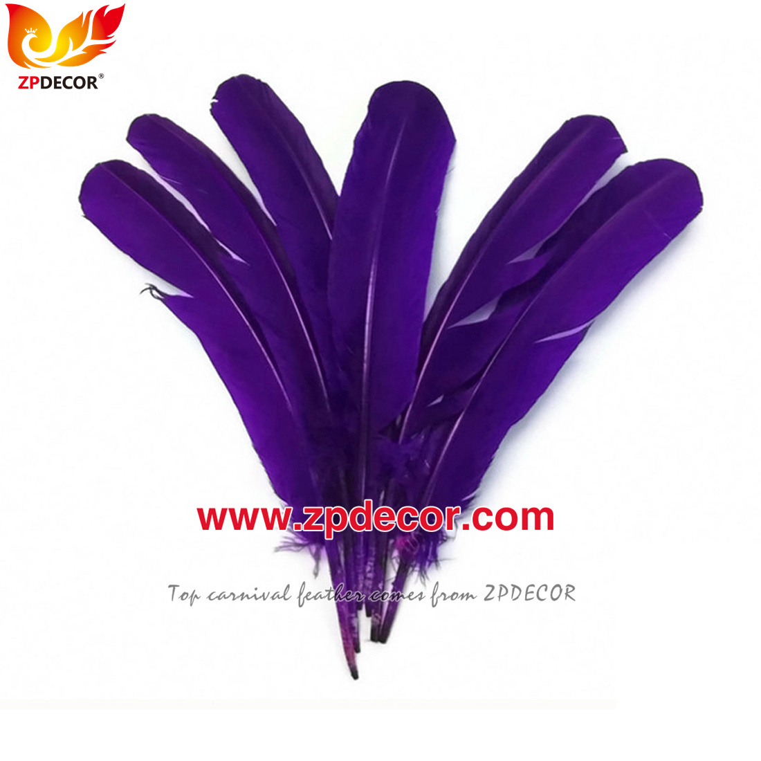 Zpdecor Feathers Factory Wholesale 25-30 cm Mix Colors Stock Turkey Rounds Quill Wing Feathers for Carnival Costumes
