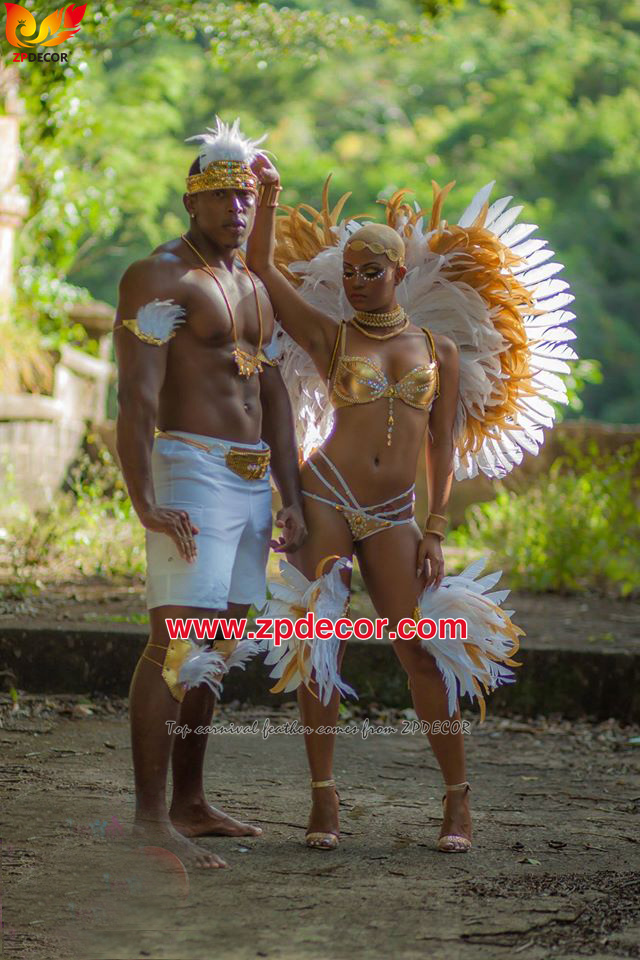 Zpdecor Feathers Factory Wholesale 25-30 cm Turkey Rounds Quill Wing Feathers for Trinidad and Tobago Carnival Costumes