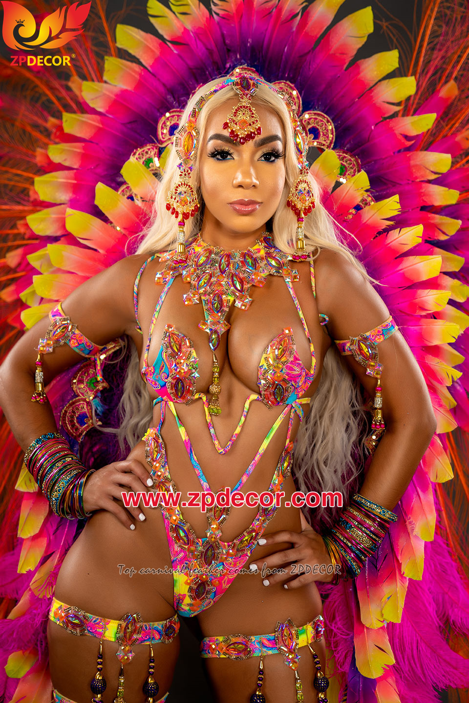 Zpdecor Feathers Factory Wholesale 25-30 cm Bicolors White with Red Tip Turkey Rounds Quill Wing Feathers for Trinidad and Tobago Carnival Costumes