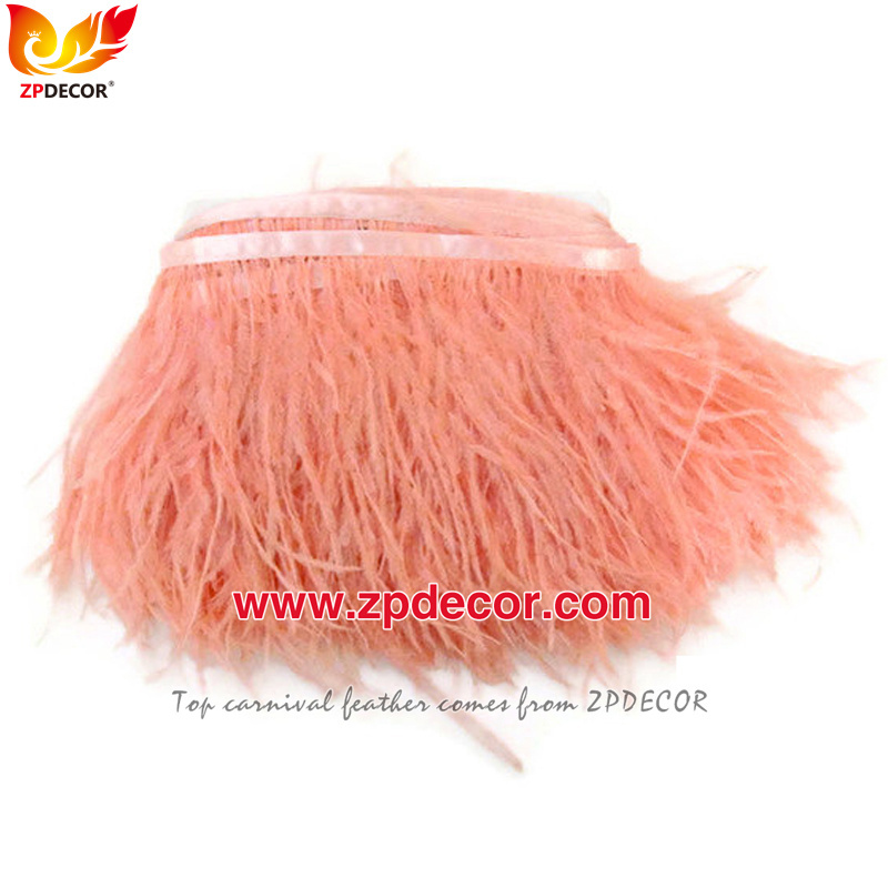 Zpdecor Feathers Factory Wholesale 10-15 cm cm Fluffy Ostrich Feather Fringe Trim for Fashion Costumes  and Jewelry Design