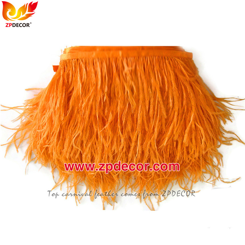 Zpdecor Feathers Factory Wholesale 10-15 cm cm Fluffy Ostrich Feather Fringe Trim for Fashion Costumes  and Jewelry Design