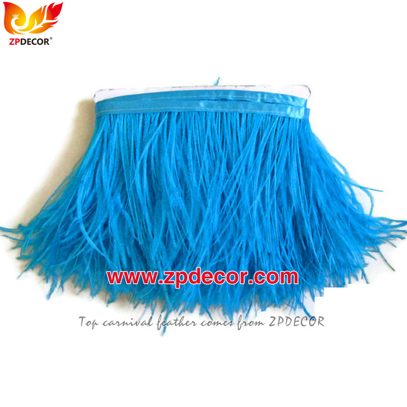 Zpdecor Feathers Factory Wholesale 10-15 cm cm Fluffy Ostrich Feather Fringe Trim for Fashion Costumes  and Jewelry Design