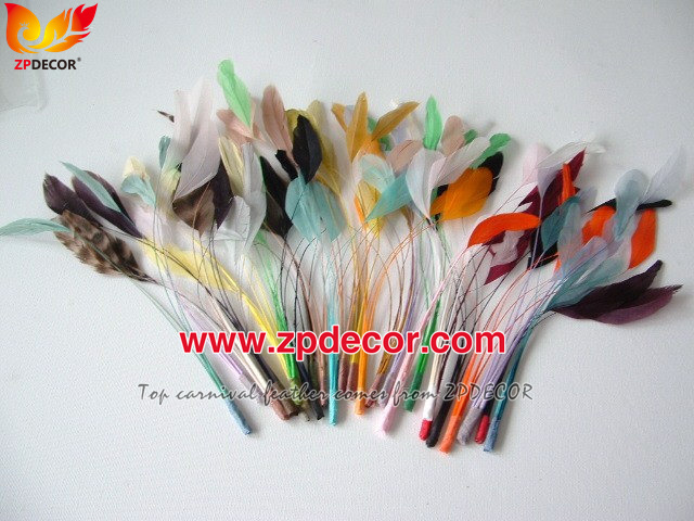 Zpdecor Factory Wholesale Cheap Stripped Coque Tail Feathers for Fashion Costumes Design