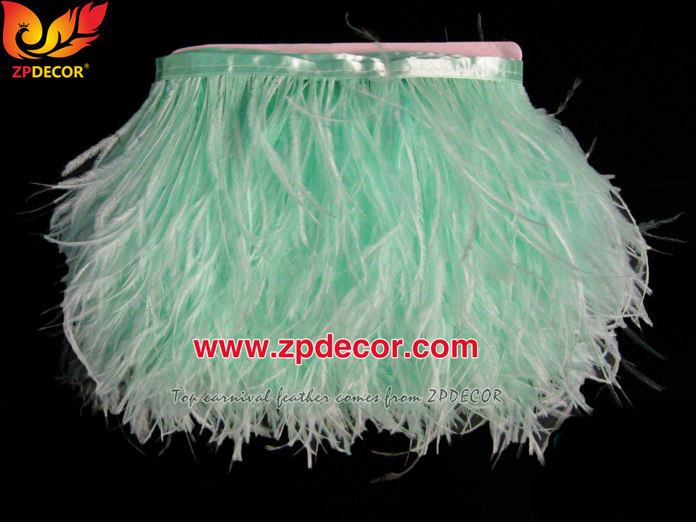 Zpdecor Feathers Factory Wholesale Stock 10-15 cm Tiffany Blue Fluffy Ostrich Feather Fringe Trim for Fashion Costumes  and Jewelry Design