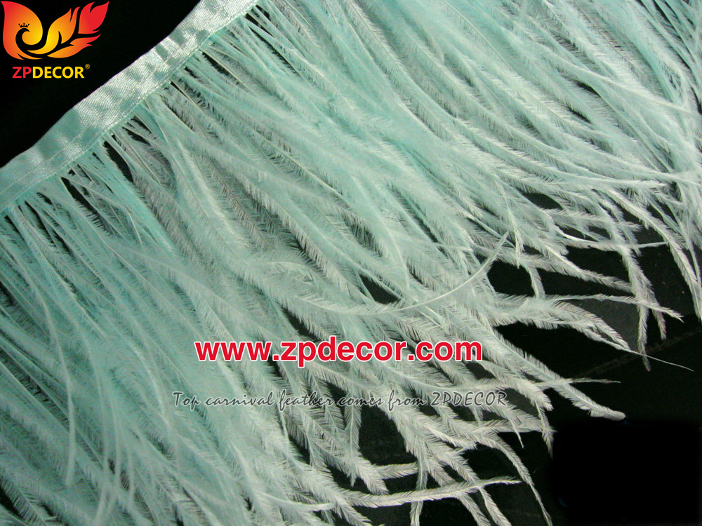 Zpdecor Feathers Factory Wholesale Stock 10-15 cm Tiffany Blue Fluffy Ostrich Feather Fringe Trim for Fashion Costumes  and Jewelry Design