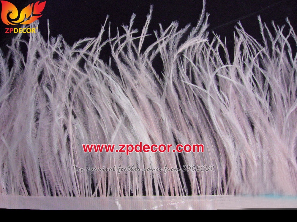 Zpdecor Feathers Factory Wholesale  Stock 10-15 cm Pink Fluffy Ostrich Feather Fringe Trim for Fashion Costumes Design