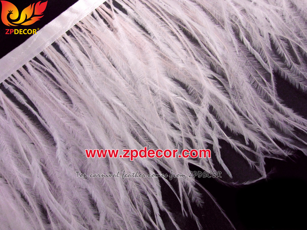 Zpdecor Feathers Factory Wholesale  Stock 10-15 cm Pink Fluffy Ostrich Feather Fringe Trim for Fashion Costumes Design