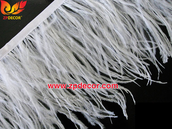 Zpdecor Feathers Factory Wholesale Stock 10-15 cm cm Snow White Fluffy Ostrich Feather Fringe Trim for Fashion Costumes Design