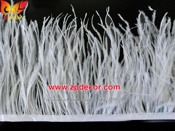 Zpdecor Feathers Factory Wholesale Stock 10-15 cm cm Snow White Fluffy Ostrich Feather Fringe Trim for Fashion Costumes Design