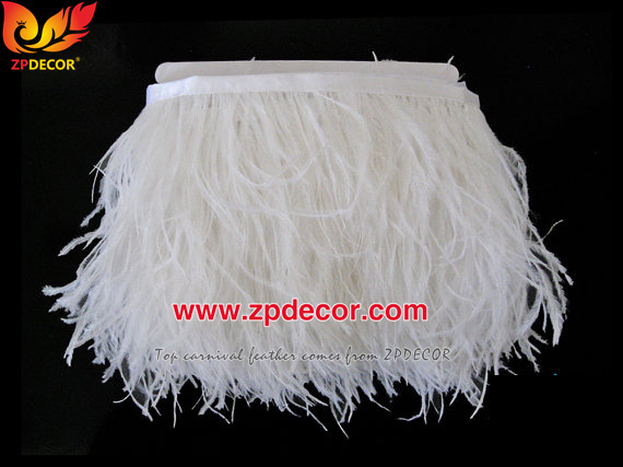 Zpdecor Feathers Factory Wholesale Stock 10-15 cm cm Snow White Fluffy Ostrich Feather Fringe Trim for Fashion Costumes Design